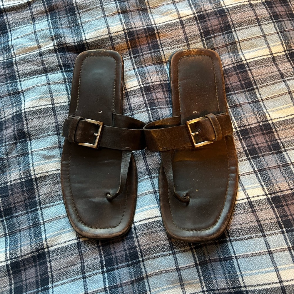 Women’s Prada Brown Leather Sandals Size 7-8